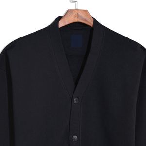 Cárdigan negro de algodón de alta calidad 100%, transpirable, antiarrugas, liso, de gran tamaño, traje de invierno con logotipo personalizable en la parte delantera - Product Image 2