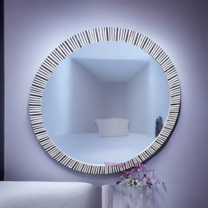 Espejo de Pared Redondo Hecho a Mano con Incrustaciones de Nácar y Hueso, Estilo Industrial Ecológico, Marco Decorativo de Alta Calidad para Decoración del Hogar - Product Image 3