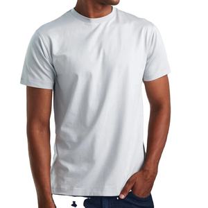 T-shirt pour homme 100% coton Logo personnalisé Design Qualité côtelé Col rond Oversize Épaule tombante Streetwear T-shirt vierge pour homme - Product Image 1