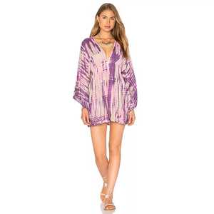 Kaftans Tie Dye pour femmes, vêtements à manches longues, col en V, style bohème, vêtements de plage, nouvelle collection, vente en gros - Product Image 1