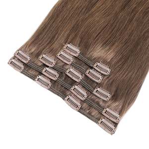 Extensions de cheveux à clipser 8A Brun Cendré 13 pouces Cheveux Humains Remy Ondulés - Product Image 1