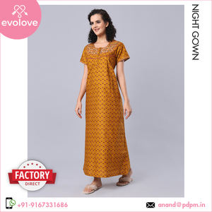 100% algodón hecho señoras ropa de noche para mujer ropa de dormir tejido largo vestido de noche del mejor fabricante del mundo - Product Image 3