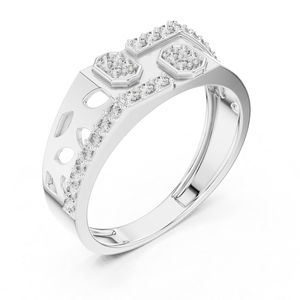 Bague d'anniversaire solitaire en or blanc 14 carats avec diamant de laboratoire de 0,35 carat taille brillant |   Nouveau diamant cultivé certifié IGI vintage - Product Image 5