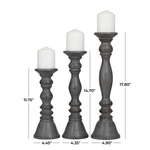Latest wooden Candlestick with premium quality of wood antique design high <b>Candle</b> Crafted Wood Tabletop Candlestick (<b>Set</b> of 3) - Product Image 3