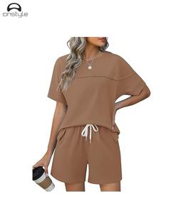 เซ็ต2ชิ้นชุดคลุมชายหาดและกางเกงขาสั้นชุดกางเกงขาสั้นขากว้างลำลองสำหรับผู้หญิงชุดสูทกางเกงขาสั้นสำหรับวันหยุดฤดูร้อน - Product Image 2