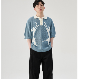 Nouvelle Collection Printemps-Été 2026 – T-shirt Homme Décontracté en Maille Jacquard Polyvalent à Manches Courtes 100% Coton Popeline - Product Image 5