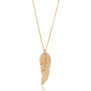 Collar con Colgante de Circonita Transparente en Forma de Ala de Ángel, Chapado en Oro Rosa/Rodio/Oro, Plata de Ley 925, Joyería Artesanal para Boda - Product Image 1