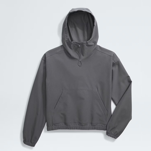 Sweats à capuche à manches longues pour femmes coupe décontractée extensible dans les quatre sens respirant Style fermeture à glissière poche kangourou brodé couleur unie - Product Image 1