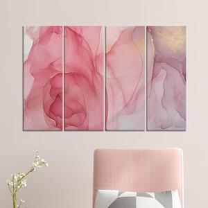 Printed Canvas: Pink & Gold Ink Art for Elegant Dcor,SET OF 4 CANVAS - Product Image 1