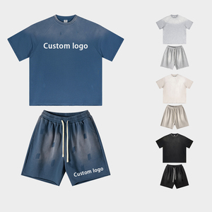 Logo personnalisé OEM Ensemble deux pièces d'été pour hommes Ensemble t-shirt et short décontractés Costume de sport pour hommes Costumes à manches courtes à la mode personnalisés - Product Image 1