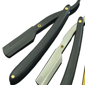 Outil d'épilation de barbier en acier inoxydable avec couteaux de rasoir à manche en bois - Product Image 2