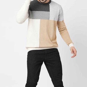 เสื้อสเวตเชิ้ตผู้ชายผ้าฝ้ายฟลีซคุณภาพสูง OEM 100% ทรงปกติ แขนยาว คอโอ ตัดต่อสี  แบบหนา  ปรับแต่งได้  ลาย 3 มิติ สำหรับฤดูใบไม้ร่วง - Product Image 2