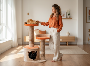 Arbre à chat Amistar Nessia Classic en jute de haute qualité avec 3 niveaux, écologique et durable, emballé en carton pour une utilisation en intérieur - Toutes tailles - Product Image 2