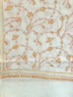 Magnifique châle pashmina en pur cachemire du Cachemire avec bordures Sozni, motif uni, respirant, écharpe ethnique d'hiver brodée
