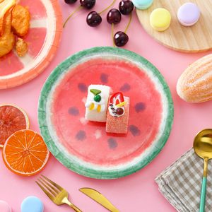 Platos de papel de fruta de verano de 9 pulgadas, platos de fiesta de cumpleaños de postre temático de cena de fruta desechable, suministros para Baby Shower de verano - Product Image 4