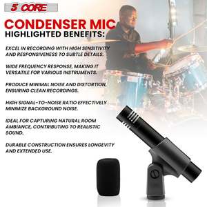 5Core Instrument <b>Microphone</b> Professional XLR Cardioid Pencil Stick <b>Condenser</b> Mic - Product Image 5