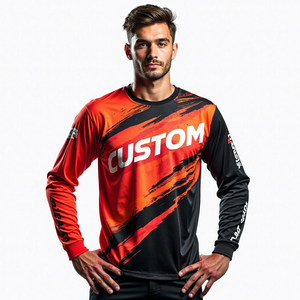 เสื้อแข่งรถมอเตอร์ไซค์ผู้ชาย แขนยาว ทรงพอดีตัว ระบายอากาศและกันลม ดีไซน์แบบซับลิเมชั่น สำหรับการแข่งรถมอเตอร์ไซค์และรถยนต์ - Product Image 4