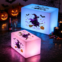 Luci LED di Halloween a Batteria per Esterni, Design Personalizzato con Cappello da Strega, Teschio e Fantasma per Eventi di Gruppo e Raduni