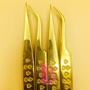 Pinzas para Pestañas Nuevas, Pinzas Profesionales para Extensión de Pestañas de Mink, Pinzas Doradas con Forma de Corazón, Logotipo de Pestañas Planas, Oferta de Alta Calidad - Product Image 3