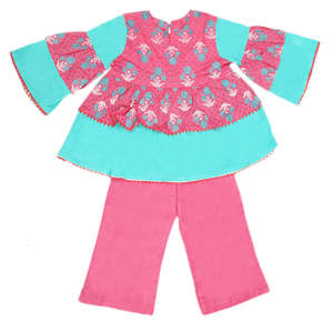 Ensemble en coton imprimé pour filles 3 pièces - Rose - Product Image 1