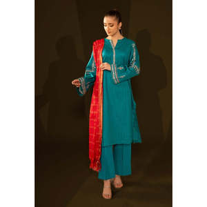 ชุดสูทปักลายแจ็คการ์ดสีเขียวสำหรับผู้หญิง - เสื้อและผ้าคลุมไหล่ - Product Image 5