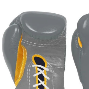 Gants de boxe à lacets Winning Gris Or Cuir véritable Gants de boxe professionnels pour l'entraînement et les combats de sparring Style japonais 8oz 10oz - Product Image 4