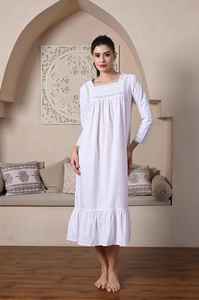 Robe longue décontractée pour femme 100 % coton, écologique, lavable, col en V, douce, respirante, unie, anti-plis, taille ample, manches cloche - Product Image 3