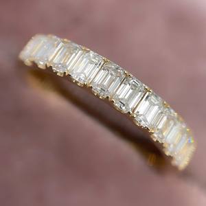 เต็มนิรันดร์มรกตตัด Lab ปลูกเพชร CVD เพชรงานแต่งงาน 3*2 มม.14 K สีเหลืองทอง Lab ปลูกแหวนหมั้น VS1 - Product Image 1