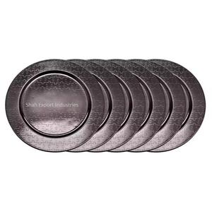 Placa de cargador de metal con borde de cuentas, Platos y platos de lujo de forma redonda gris oscuro para el hogar y el uso de vajilla de hoteles - Product Image 4