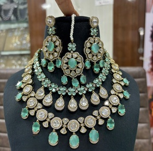 Classy High Quality Gold Plated Kundan <b>Pearls</b> Look <b>Necklace</b> <b>Set</b> With Earrings Tikka for Wedding Wear Collection For Women - Product Image 1