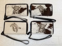 Nouvel Arrivage : Étui de Téléphone Pochette en Cuir de Vachette avec Gravure Laser, Dragonne, Portefeuille de Luxe Zippé en Cuir Style Western, Design Élégant