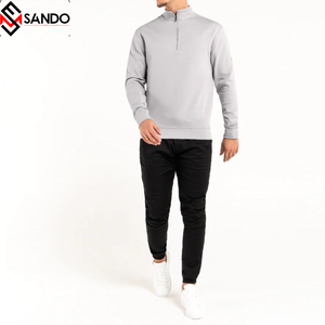 Sudadera con capucha de algodón ligera Unisex OEM 1/4 cremallera liso cuello alto tubo suéter transpirable media cremallera sudadera para hombres de talla grande - Product Image 4