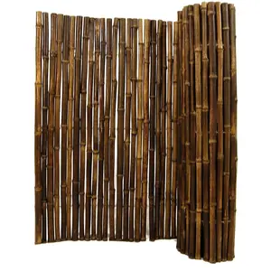 Pagar bambu gulung coklat karamel Vietnam bambu alami 100%