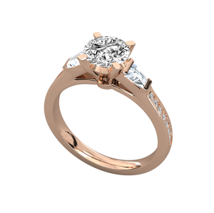Bague de fiançailles et de mariage pour femme en or rose 14 carats avec diamant de laboratoire certifié IGI, sertie classique à griffes - Product Image 1