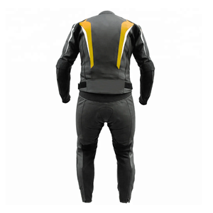 Custom Motorbike 1 Pc Black/Yellow Cowhide Leather Racing Protective Suit For Men CE Armored Protected Leather Motorcycle Suit - Product Image 3