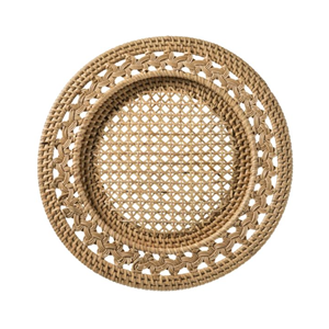 Set de dessous-de-plat en rotin brun artisanal, assiettes de présentation en osier durables parfaites pour les banquets de mariage et la décoration de table, fabriqué au Vietnam - Product Image 2