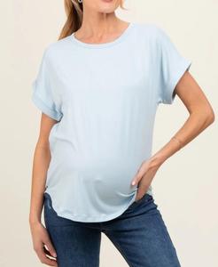 T-shirts de maternité unis pour femmes, vêtements d'allaitement, t-shirt d'allaitement respirant pour mères, vente en gros, best-seller - Product Image 1