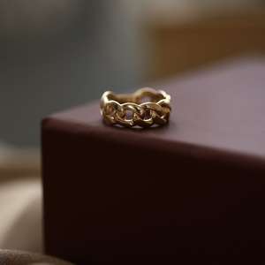 Anillo de cadena de banda de Plata de Ley 925, regalo de joyería fina chapada en oro de 14 quilates para mujer, regalo de boda para ella - Product Image 6