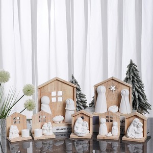 <span class=keywords><strong>Crèche</strong></span> en bois artisanale avec figurines <span class=keywords><strong>de</strong></span> la Sainte Famille en céramique blanche, <span class=keywords><strong>crèche</strong></span> rustique <span class=keywords><strong>de</strong></span> <span class=keywords><strong>Noël</strong></span>, décoration traditionnelle pour la maison, idéale pour un cadeau - Product Image 3