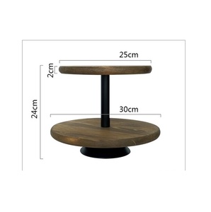 2 <b>Tiers</b> Round Bamboo Dessert Fruit Snack Cupcake Serving Platter Wooden <b>Cake</b> Display <b>Stand</b> for Wedding Party - Product Image 3