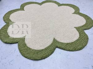 Alfombra personalizada de lujo moderna para el piso del hogar, sala de estar, espacio de oración, 100% lana de Nueva Zelanda, diseño de textura verde con mechones a mano - Product Image 4