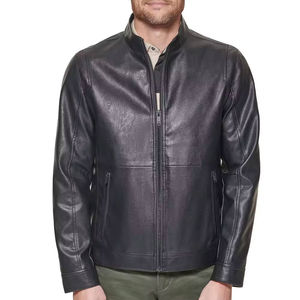 Veste en cuir de couleur de marque pure écologique en gros pour hommes veste en cuir des saisons d'hiver du fabricant à bas prix - Product Image 3