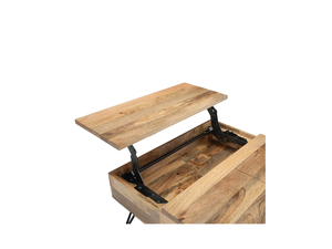 Mesa de Centro Moderna de Madera con Tapa Elevable y Estante de Almacenamiento, Diseño de Mediados de Siglo, Muebles para Sala de Estar, Hogar, Hotel y Restaurante - Product Image 5