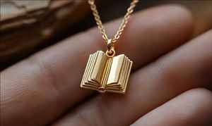 Collar de Plata de Ley 925 Minimalista Cristiano de Alta Calidad con Colgante de Libro Chapado en Oro, Joyería Fina para Mujer, Perfecto para Fiestas - Product Image 2