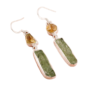 Handmade 925 Sterling Silver Fine Dangle <b>Earrings</b> Natural Citrine <b>Green</b> Kyanite Gemstone Manufacturer Direct Jewelry - Product Image 1