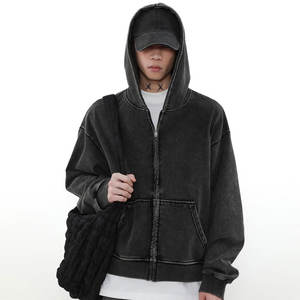 Chaqueta Rasgada Personalizada con Logotipo para Hombre, 300 g/m², Estilo Urbano Desgastado por el Sol, Corte Regular, 100% Algodón Tejido, Sudadera Informal de Invierno - Product Image 3