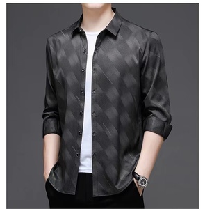 Chemise habillée pour homme, style décontracté et formel, manches longues, col montant, 100% coton popeline 220g, respirante, style streetwear, nouveauté 2025 - Product Image 4