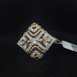 Bague de fiançailles en or rose 14 carats avec diamant de 0,53 carat |   Bijoux fins de luxe pour femmes, inspirés du style vintage, pour un anniversaire de mariage - Product Image 1