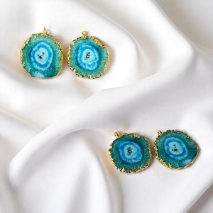 DIY chapado en oro de cuarzo Druzy colgante collar azul Solar encanto para la venta al por mayor - Product Image 1