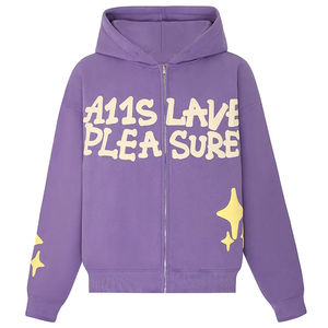 Fabricantes de ropa de aduanas, sudadera recortada con capucha, ropa de calle de gran tamaño, 500 GSM, 480 GSM, impresión holgada de espuma de algodón - Product Image 5